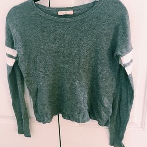 cropped varsity style long sleeve shirt